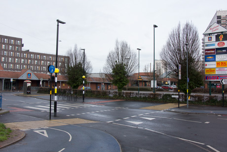 Birmingham cycle superhighway, cycle zebra at Newtown centre
