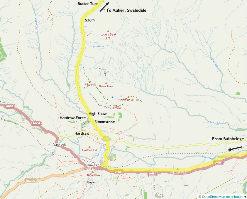 Map of Tour de France Butter Tubs climb