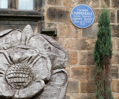 Thomas Chippendale plaque on the old Prince Henry's Grammar School building, Otley