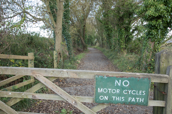No motor cycles sign on Cinder Track