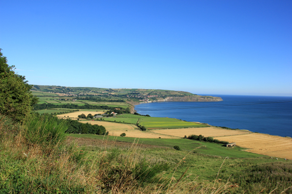 View of coastline and Robin Hood's Bay