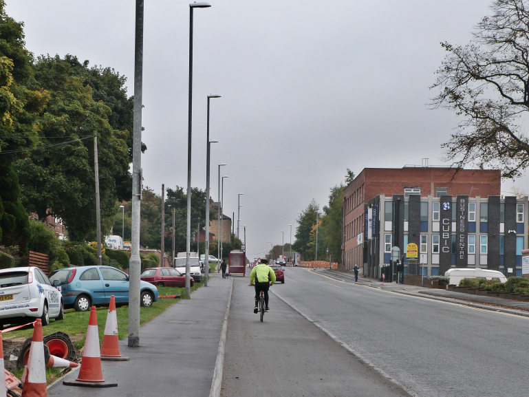 Cyclist on Leeds-Bradford cycle superhighway