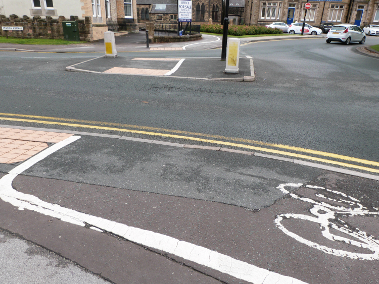 East Parade, Harrogate, cycle lane at Odeon roundabout