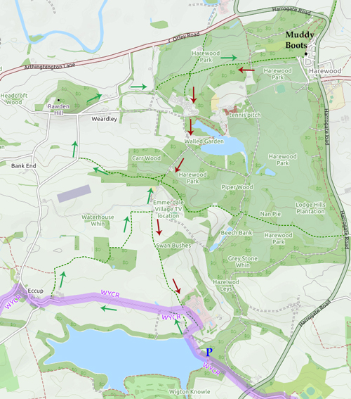 Eccup & Harewood Eccup & Harewood mountain bike ride, overview map