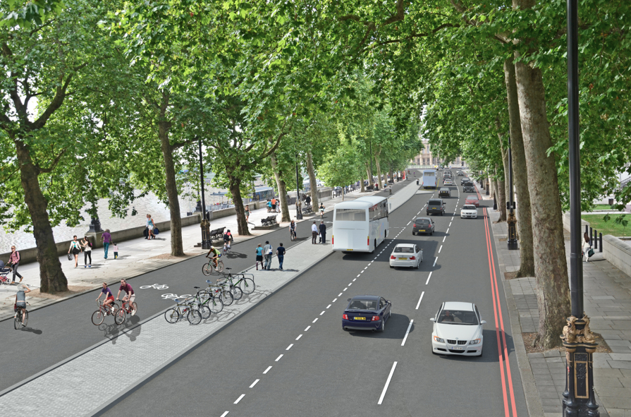 Proposed cycle superhighway on Embankment