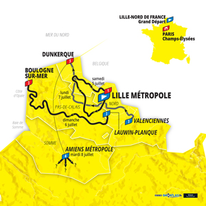 Overview map of the Grand Depart 2025