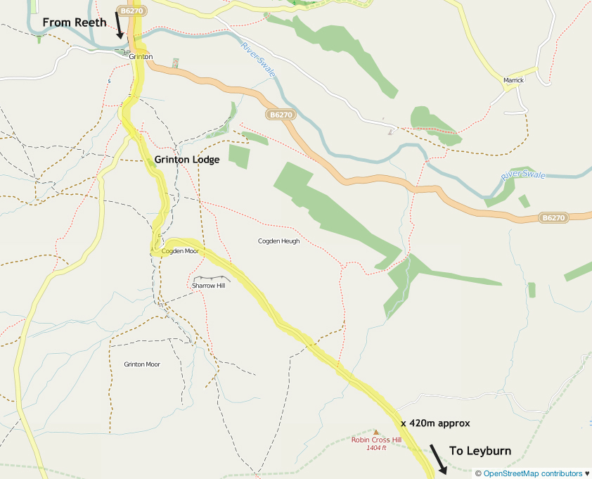 Map of the Tour de France Grinton Moor climb