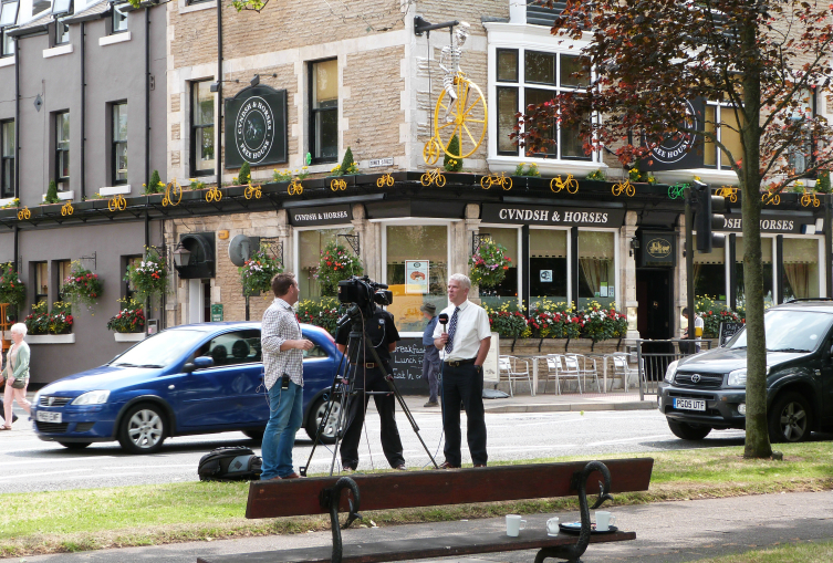 TV crew in front of the Cavendish & Horses TV crew in front of the Cavendish & Horses