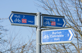NCN 65 signs on the Hornsea Rail Trail