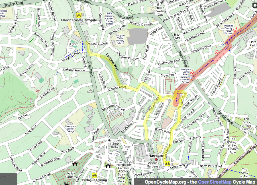 Map of cycle route including Luchon Way