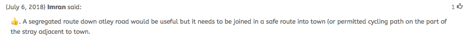 Otley Rd cycleway comment