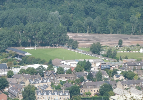Otley rugby ground, from the Chevin