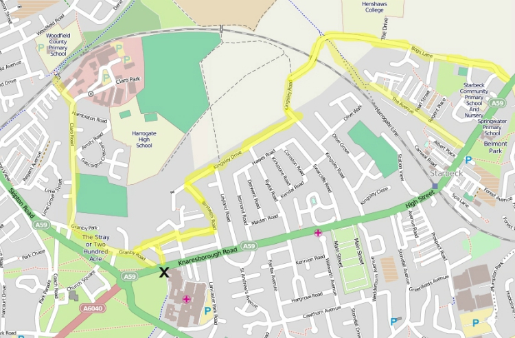 Map of routes from end of Slingsby Walk
