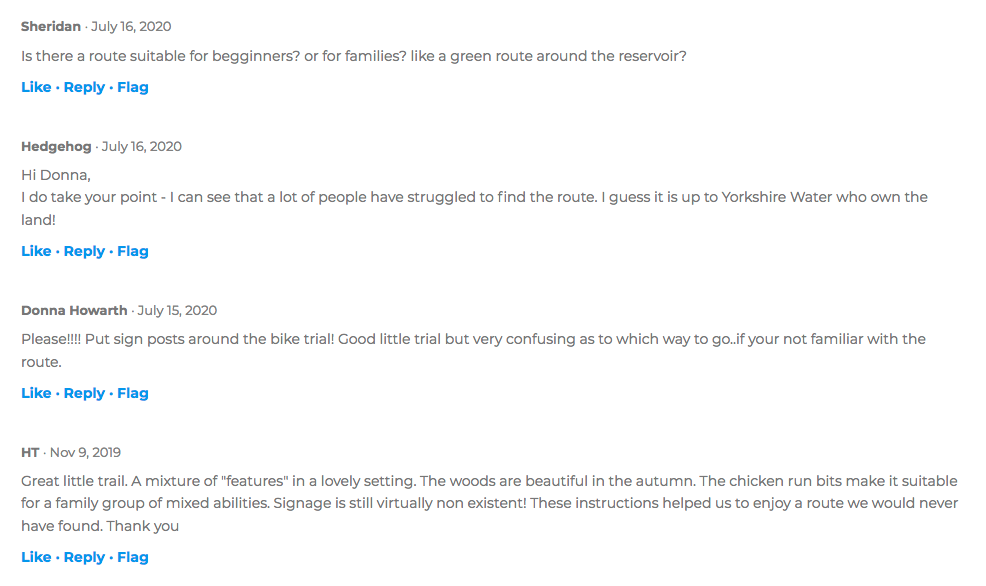 Timble bike trail comments