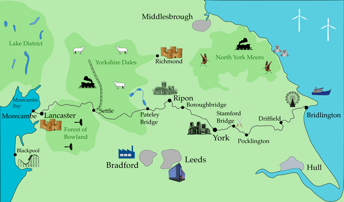 Graphic showing route of Way of the Roses