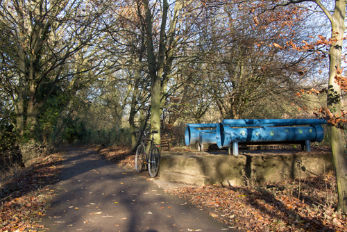 Blue pipes by York-Beningbrough cycle path