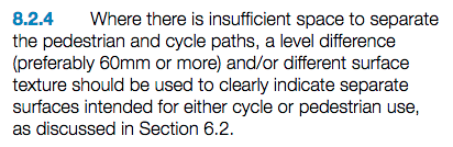 Cycle Infrastructure Design, para 8.2.4