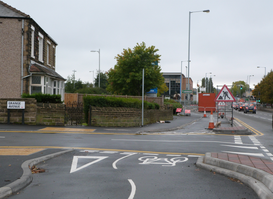 Cycle Superhighway Dick Lane Grange Avenue junction Cycle Superhighway Dick Lane Grange Avenue junction