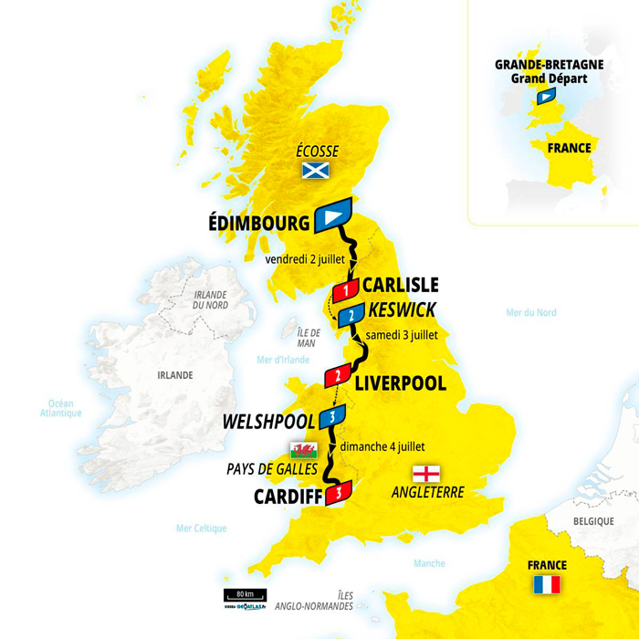 Route of the 2027 Grand Départ in the UK