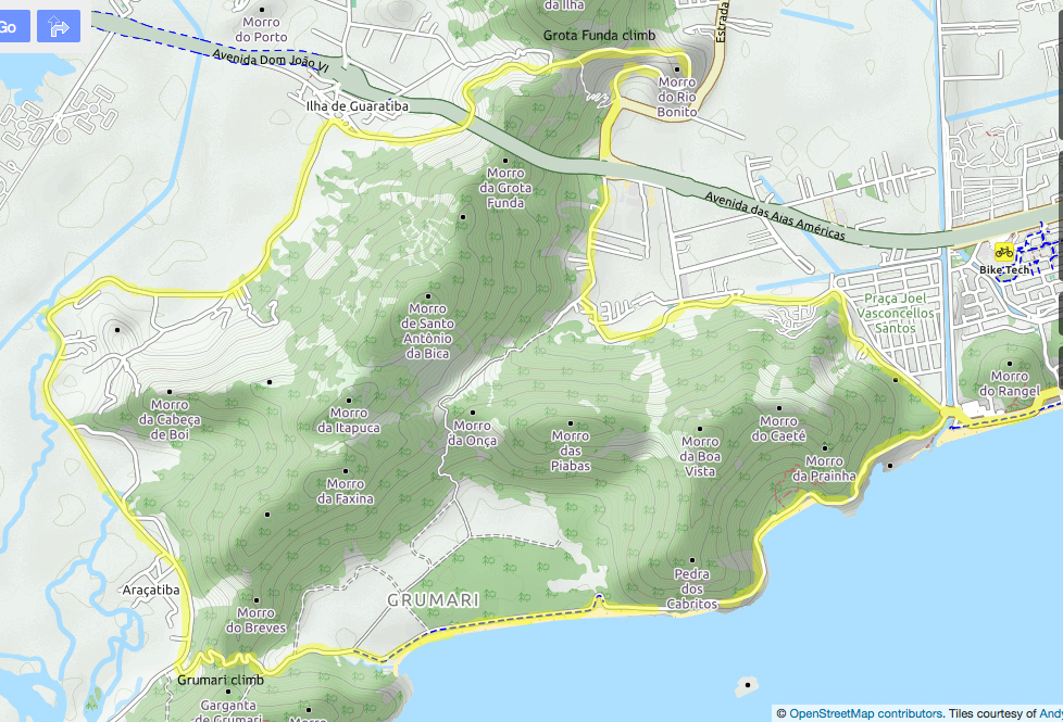 Map of Grumari circuit, part of the Olympic road race