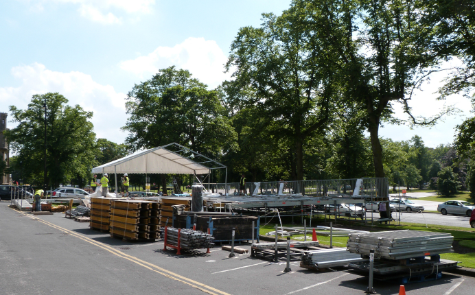 Stand being built outside Hotel du Vin, Harrogate
