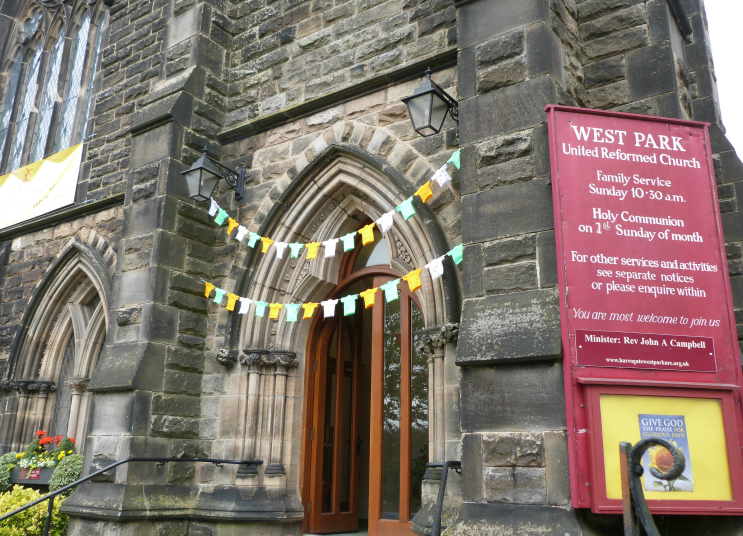 Tour de France bunting at West Park United Reform church Harrogate Tour de France bunting at West Park United Reform church Harrogate