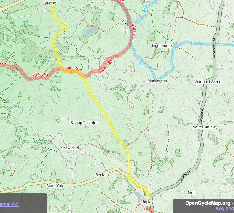 High Grantley cycle route, map 1 High Grantley cycle route, map 1