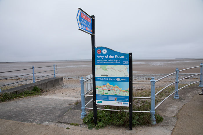 Way of the Roses sign, Morecambe Promenade