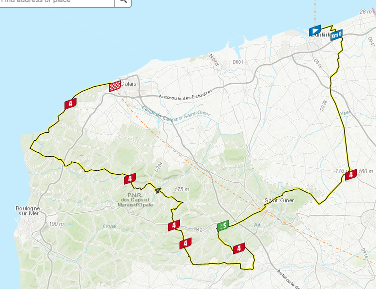 Map showing Stages 4 TDF 2022
