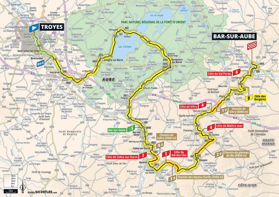 Map of Stage 4 TDF Femmes 2022