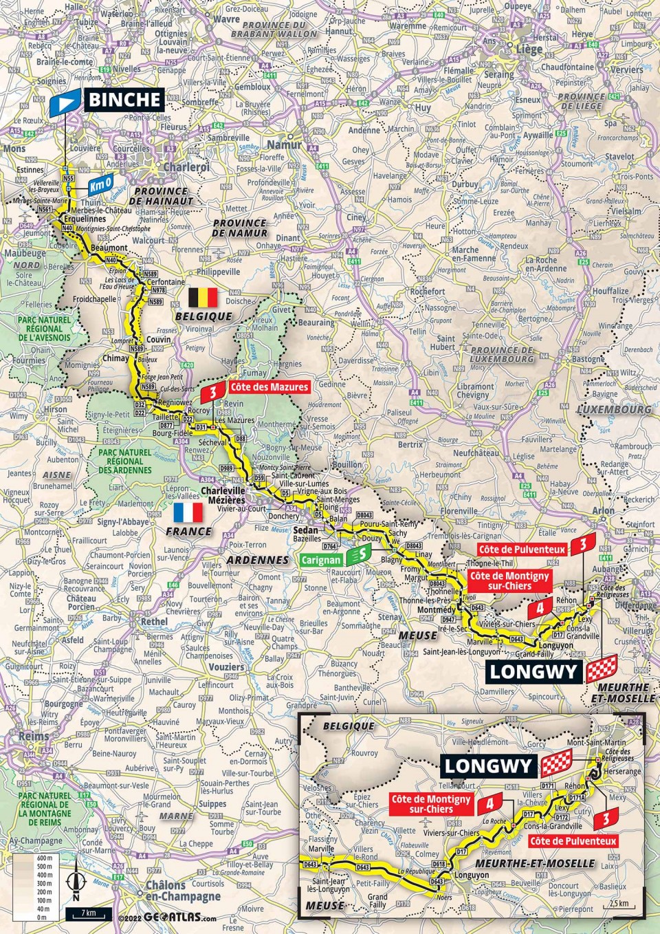 Map showing Stage 6, TDF 2022