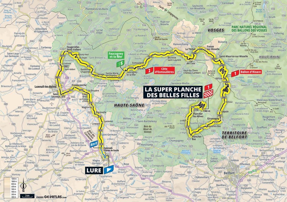 Map of Stage 8 TDF Femmes 2022