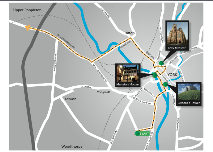 Route map of Tour de France 2014 in York Route map of Tour de France 2014 in York
